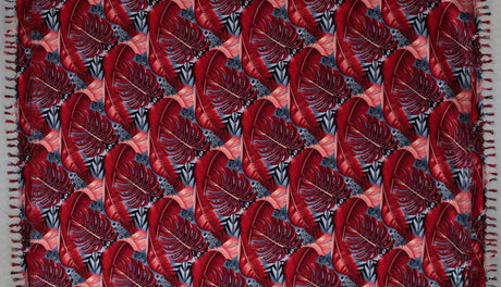 Split Leaf Banana Leaf Sarong Rayon Fabric - Fringed Tropical Leaf Print, 72" L x 45" W (1 Piece)