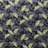 Split Leaf Hammock Fern Cotton Fabric - Orange, Blue, Charcoal, Red, 36" X 45" (1 Yard)
