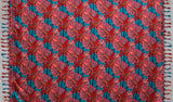 Split Leaf Sarong 100 Percent Rayon Fabric - Golden Yellow, Dark Turquoise, Charcoal Gray, Teal, Split Leaf Print, 72" L x 45" W (1 Piece)