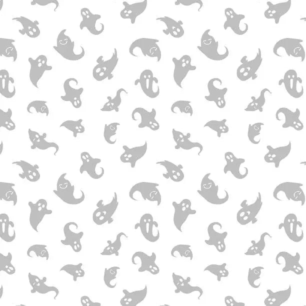 Cotton Fabric Ghost Toss White on White 44/45"