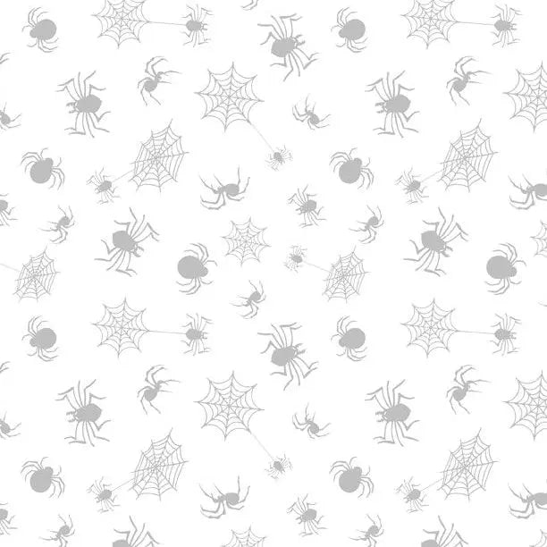 Cotton Fabric Spider Toss White on White 44/45"