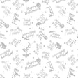 Cotton Fabric Spooky Spectacle White on White Word Toss 44/45"