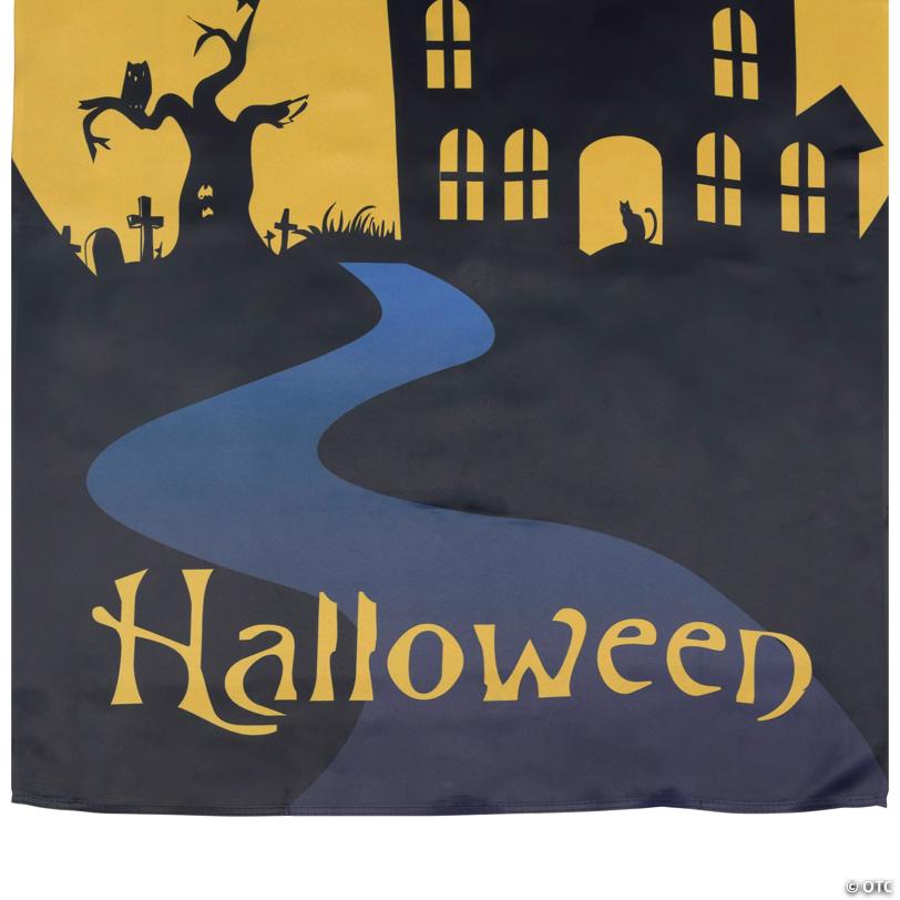 Spooky House Halloween Outdoor House Flag with Bats and Witch 28" x 40"