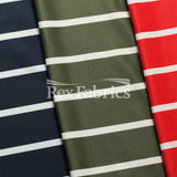 Sport Stripes Polyester Spandex Tricot Fabric - Multiple Colors, White Stripes, 58-60" Width (1 Yard)