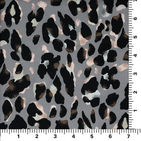 Sporty Leopard Printed Nylon Spandex Fabric - Leopard Print, Blue Moon, 55/56" Width (1 Yard)