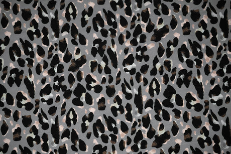 Sporty Leopard Printed Nylon Spandex Fabric - Leopard Print, Blue Moon, 55/56" Width (1 Yard)