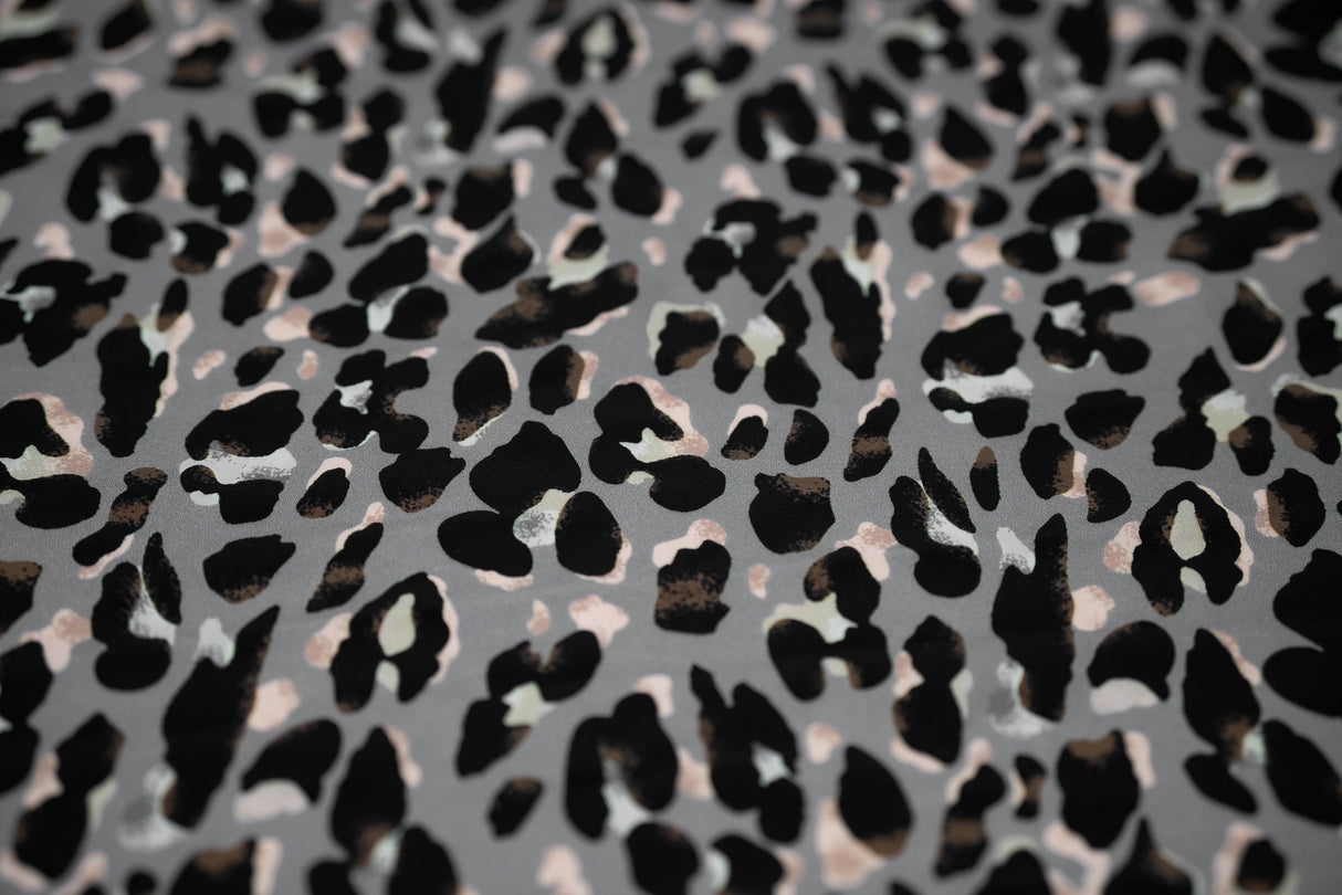 Sporty Leopard Printed Nylon Spandex Fabric - Leopard Print, Blue Moon, 55/56" Width (1 Yard)