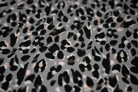 Sporty Leopard Printed Nylon Spandex Fabric - Leopard Print, Blue Moon, 55/56" Width (1 Yard)