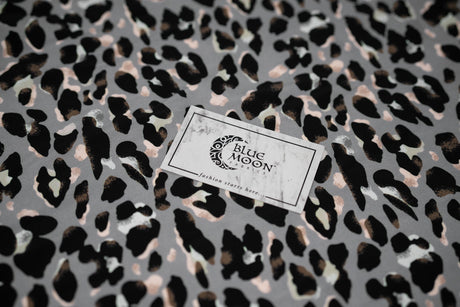 Sporty Leopard Printed Nylon Spandex Fabric - Leopard Print, Blue Moon, 55/56" Width (1 Yard)
