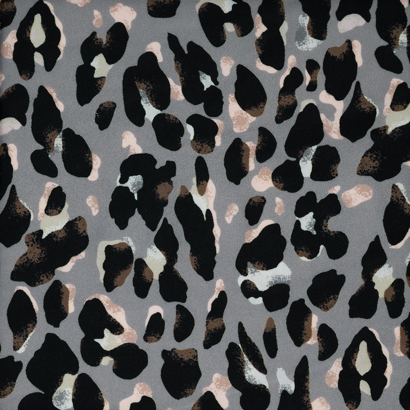 Sporty Leopard Printed Nylon Spandex Fabric - Leopard Print, Blue Moon, 55/56" Width (1 Yard)
