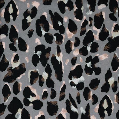 Sporty Leopard Printed Nylon Spandex Fabric - Leopard Print, Blue Moon, 55/56" Width (1 Yard)