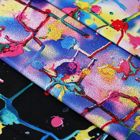Spot On Polyester Spandex Fabric - Multiple Colors, Paint Splatter Print, 58/60" Width (1 Yard)