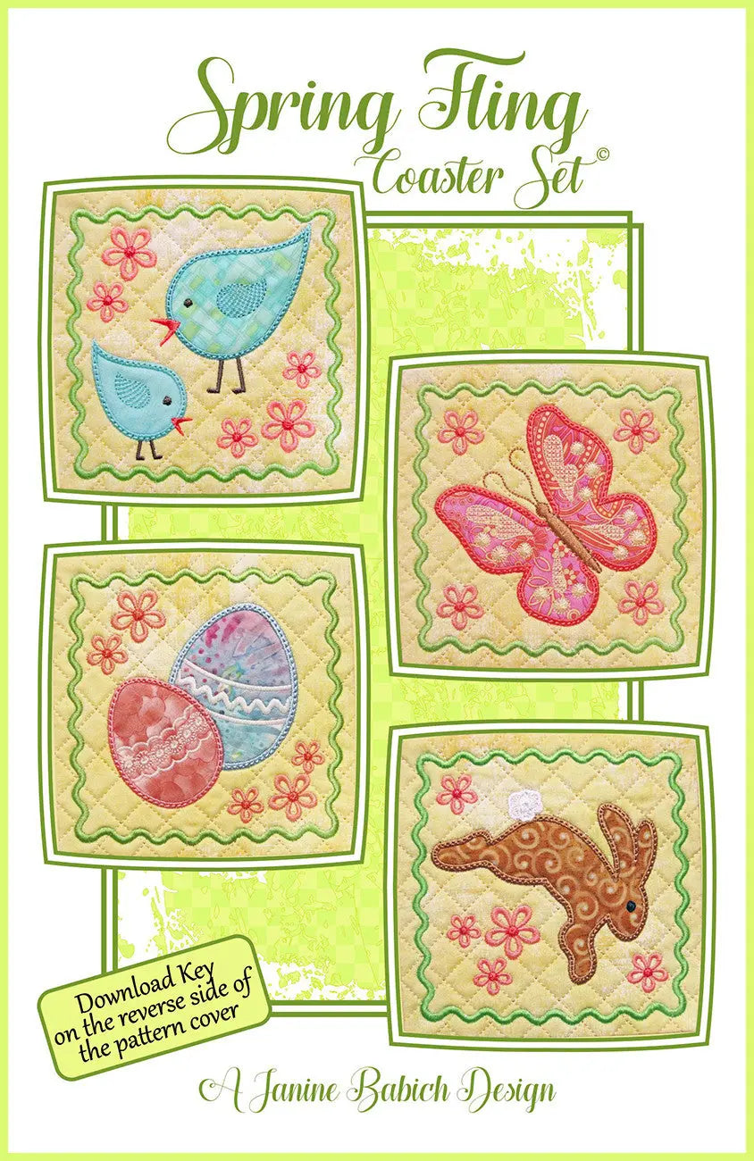 Machine Embroidery Spring Fling Coaster Set