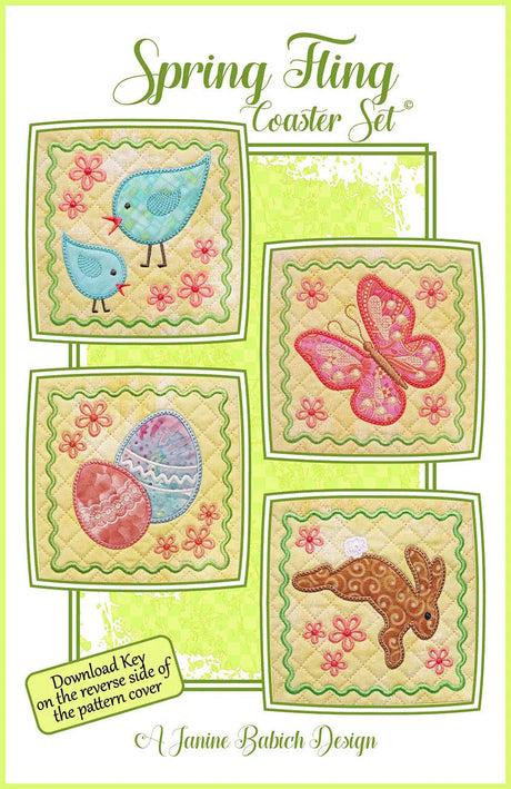 Machine Embroidery Spring Fling Coaster Set