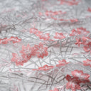 Spring Has Sprung Embroidered Mesh Fabric - Blue, Orange, Pink Floral Branch Embroidery, Mesh Fabric (1 Yard)