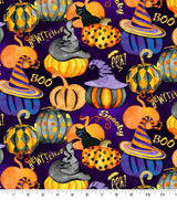 Quilting Cotton Witchy Pumpkins Halloween Fabric 100% Cotton