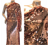 Polyester Mesh Fabric - 17Mm Payette Circle Overlapping Fish Scale Sequins, Mermaid, Gold, Silver, Dull White, Dusty Pink, 56/58" Width