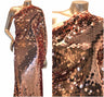 Polyester Mesh Fabric - 17Mm Payette Circle Overlapping Fish Scale Sequins, Mermaid, Gold, Silver, Dull White, Dusty Pink, 56/58" Width