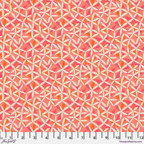 Cotton Fabric Star Flower Dance Coral Flourish and Bloom 44/45"