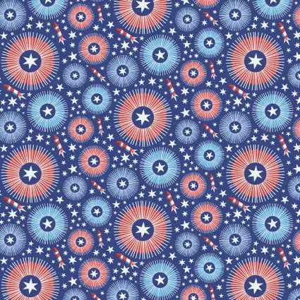 Cotton Print Star Spangled Summer Firework Freenzy Fabric