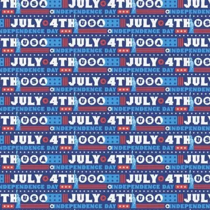 Cotton Quilting Fabric Star Spangled Summer July Fourth Words 43/44"