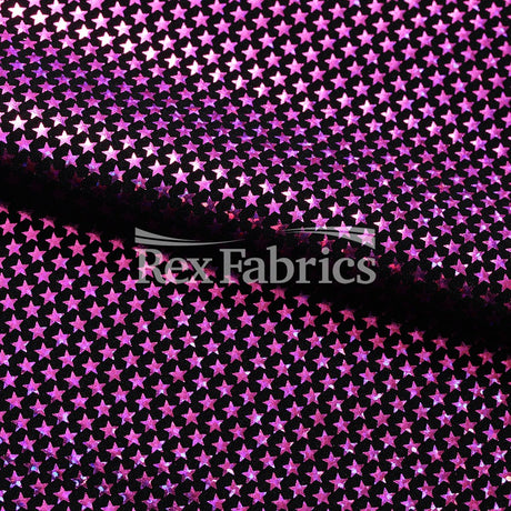 Stars Stripe Holo Nylon Spandex Fabric - Black Ground Hologram Star/Stripe Pattern, 58/60" Width (1 Yard)