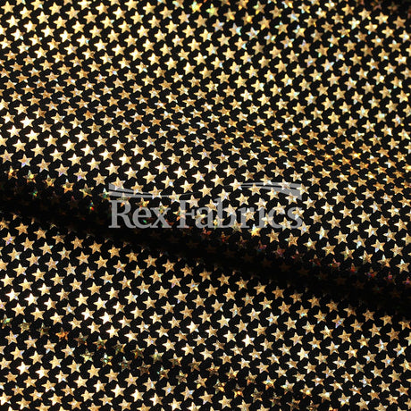 Stars Stripe Holo Nylon Spandex Fabric - Black Ground Hologram Star/Stripe Pattern, 58/60" Width (1 Yard)