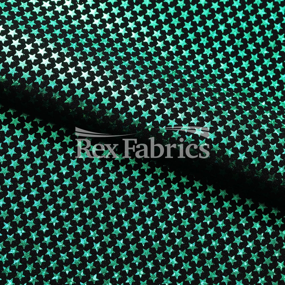 Stars Stripe Holo Nylon Spandex Fabric - Black Ground Hologram Star/Stripe Pattern, 58/60" Width (1 Yard)