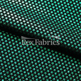 Stars Stripe Holo Nylon Spandex Fabric - Black Ground Hologram Star/Stripe Pattern, 58/60" Width (1 Yard)