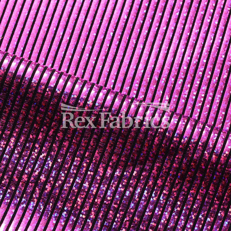 Stars Stripe Holo Nylon Spandex Fabric - Black Ground Hologram Star/Stripe Pattern, 58/60" Width (1 Yard)