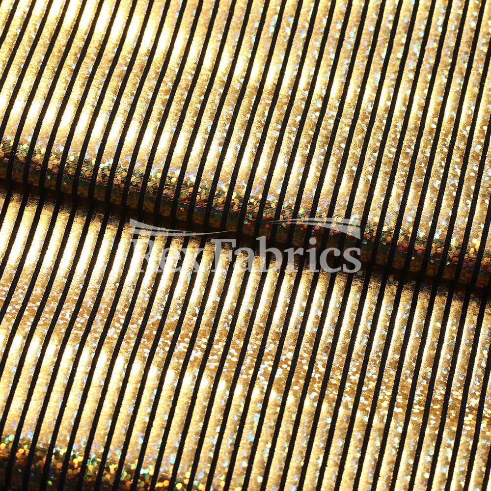 Stars Stripe Holo Nylon Spandex Fabric - Black Ground Hologram Star/Stripe Pattern, 58/60" Width (1 Yard)