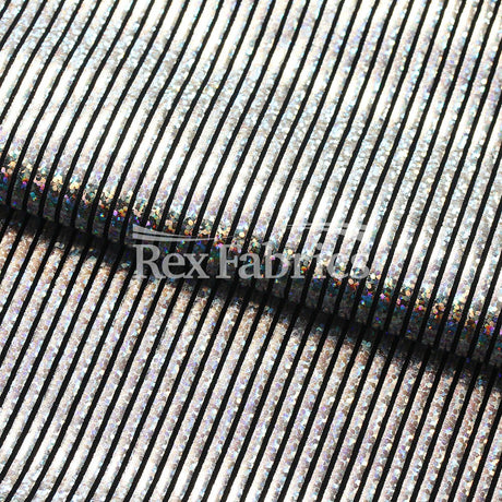Stars Stripe Holo Nylon Spandex Fabric - Black Ground Hologram Star/Stripe Pattern, 58/60" Width (1 Yard)