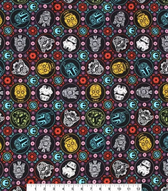 Quilting Cotton Star Wars Sugar Skulls 100% Cotton