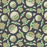 Flannel Fabric Star Wars Mandalorian The Child Grey