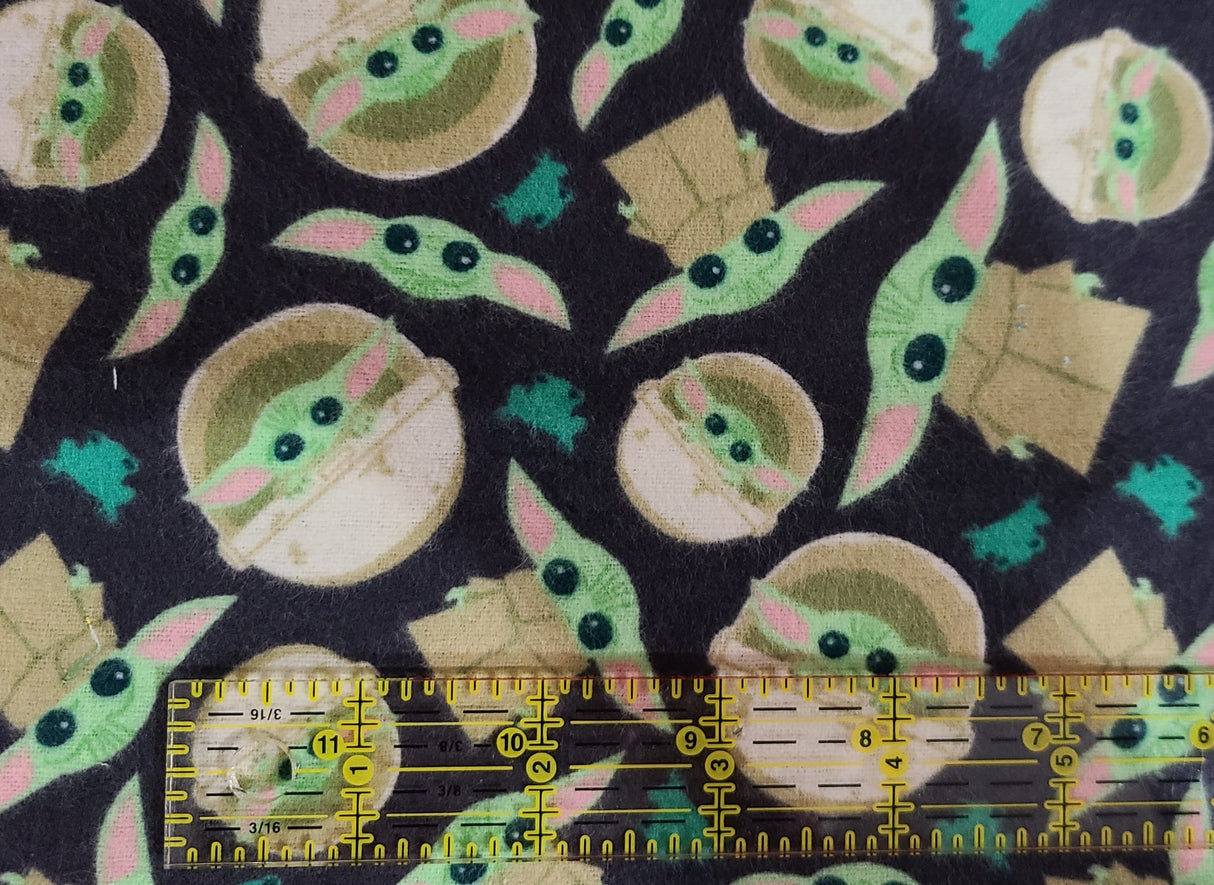 Flannel Fabric Star Wars Mandalorian The Child Grey