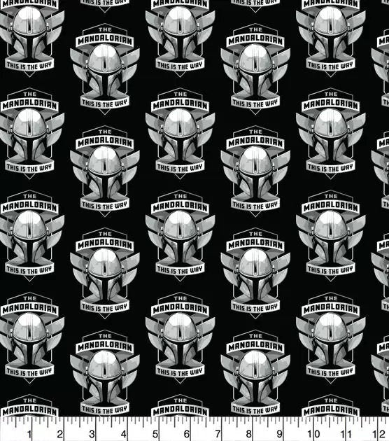 Quilting Cotton Star Wars Mandalorian Helmet Badge 100% Cotton Fabric
