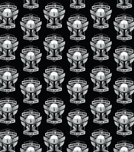 Quilting Cotton Star Wars Mandalorian Helmet Badge 100% Cotton Fabric