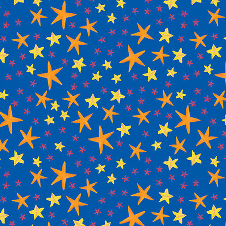 Cotton Quilting Fabric Starfish Soiree Royal Blue 44/45"