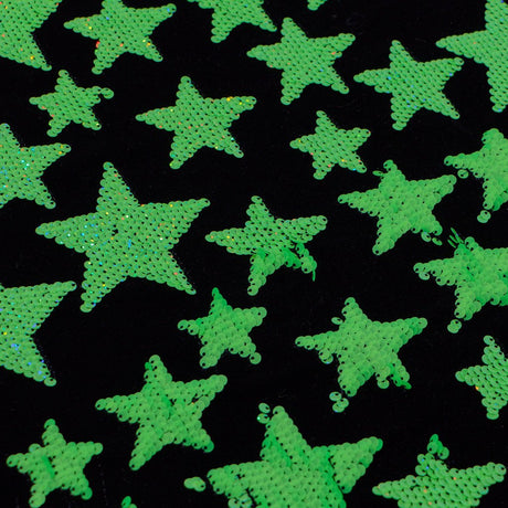 Starlight Stretch Velvet Flip Sequin Fabric - White/Cool Iridescent, Black/Cool Iridescent, Black/Fluorescent Pink, Black/Orange, Black/Neon Yellow, Black/Lime, 54/56" Width (1 Yard)