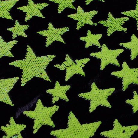 Starlight Stretch Velvet Flip Sequin Fabric - Black/Cool Iridescent, 54/56" Width, 2-Way Stretch (1 Yard)