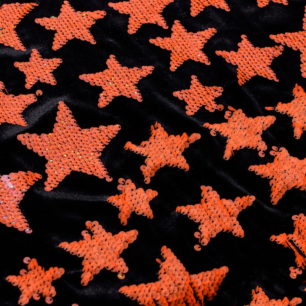 Starlight Stretch Velvet Flip Sequin Fabric - White/Cool Iridescent, Black/Cool Iridescent, Black/Fluorescent Pink, Black/Orange, Black/Neon Yellow, Black/Lime, 54/56" Width (1 Yard)