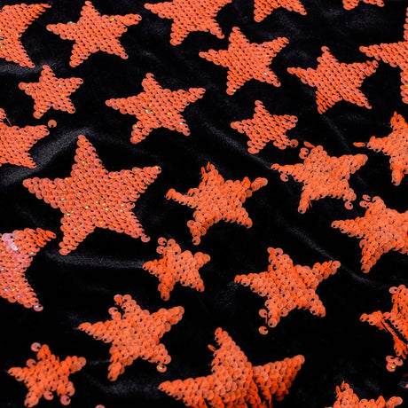 Starlight Stretch Velvet Flip Sequin Fabric - White/Cool Iridescent, Black/Cool Iridescent, Black/Fluorescent Pink, Black/Orange, Black/Neon Yellow, Black/Lime, 54/56" Width (1 Yard)