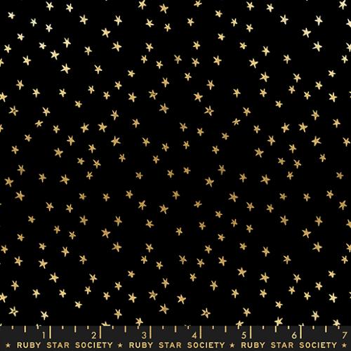 Cotton Fabric Starry Mini Starry Black Gold 43/44