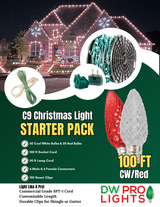100' Outdoor Christmas Lighting Kit - Cool White/Red