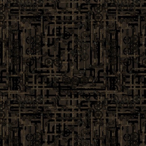 Cotton Steampunk Menagerie Brown Pipes Fabric 44/45"