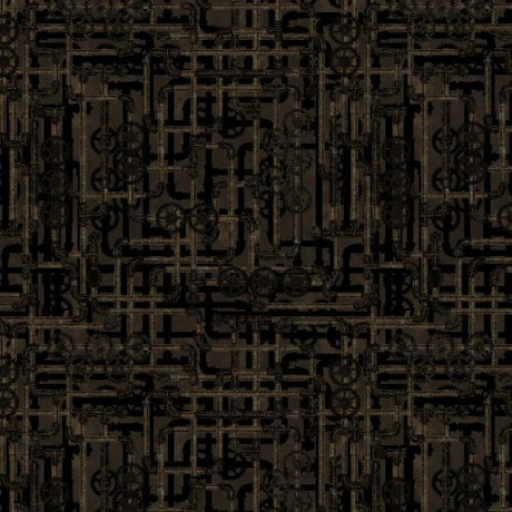 Cotton Steampunk Menagerie Brown Pipes Fabric 44/45"