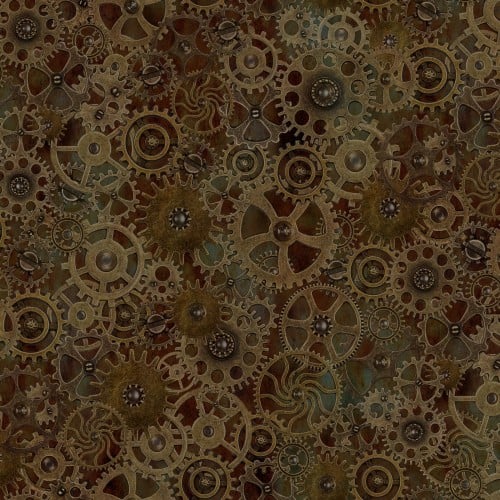 Cotton Steampunk Menagerie Large Gears Fabric