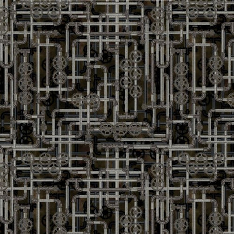 Cotton Steampunk Menagerie Pipes Fabric 44/45"