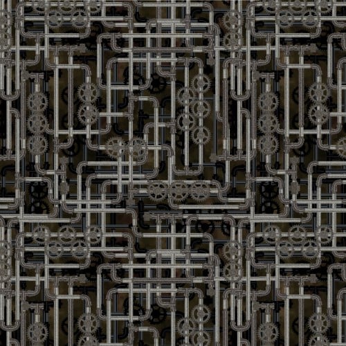 Cotton Steampunk Menagerie Pipes Fabric 44/45"