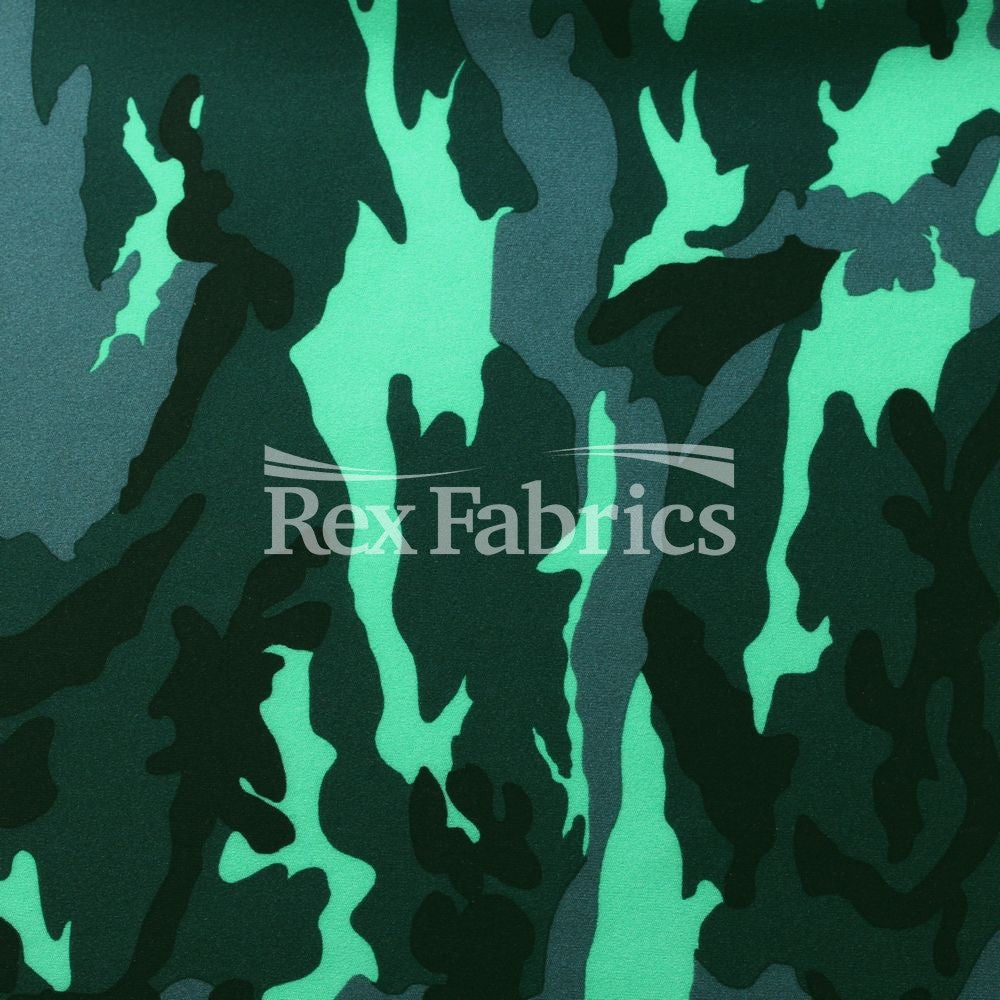 Conflict Camo Polyester Spandex Fabric - Purple/Grey/Blue/Green Camo Print, 58/60" Width, 4-Way Stretch (1 Yard)